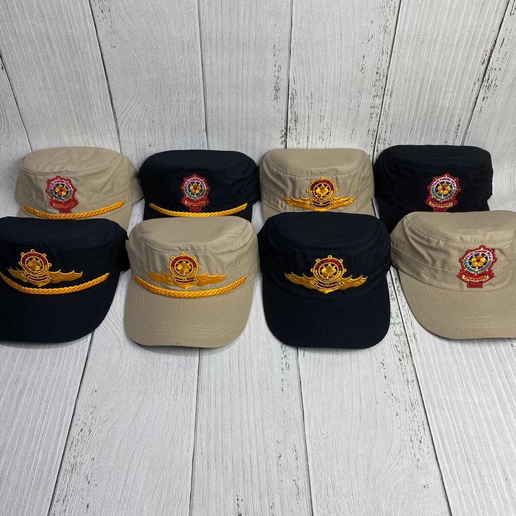 Topi Komando SATPOL PP Topi PILKEP POL PP Cream Hitam Logo Wings Bordir