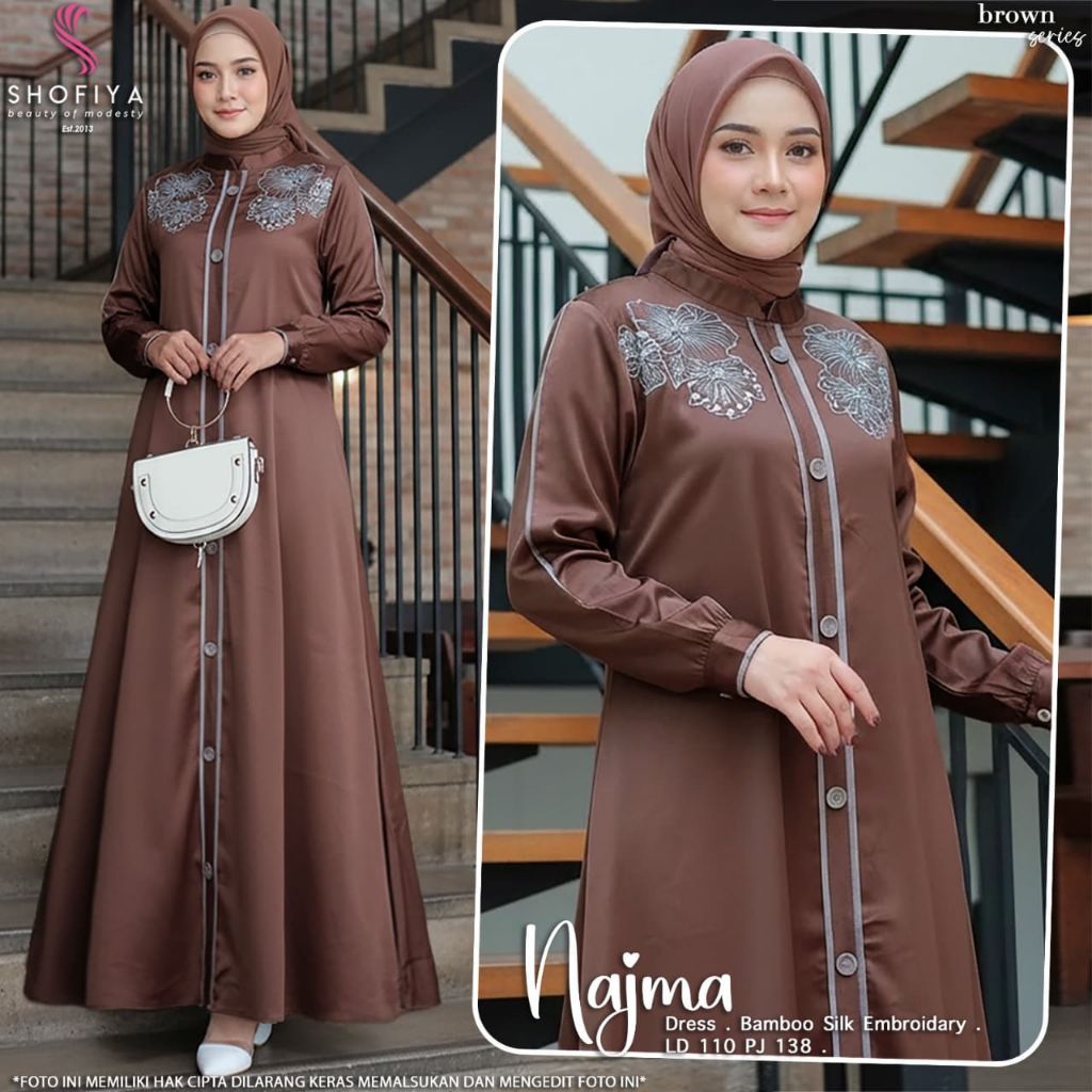 [NEW] GAMIS DRESS WANITA NAJMA BY SHOFIYA //  FASHION MUSLIM KEKINIAN ORIGINAL // GISEL #2 BY UWAIS 