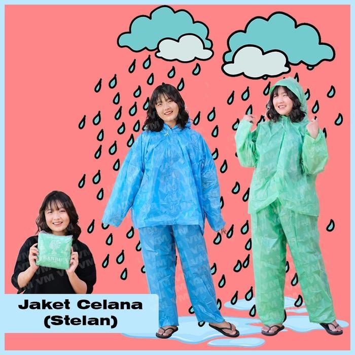 Jas Hujan Plastik 1 Lusin Hdpe Stelan Celana Bambu 12 Pcs