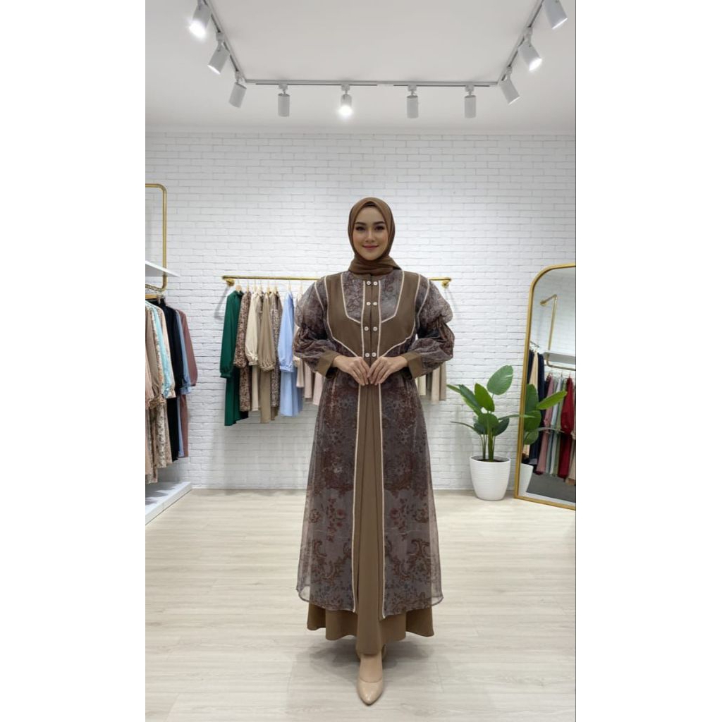 qiqi_Colection Gamis auter motif organza mewah elegan kekinian terlaris2026 ootd pesta