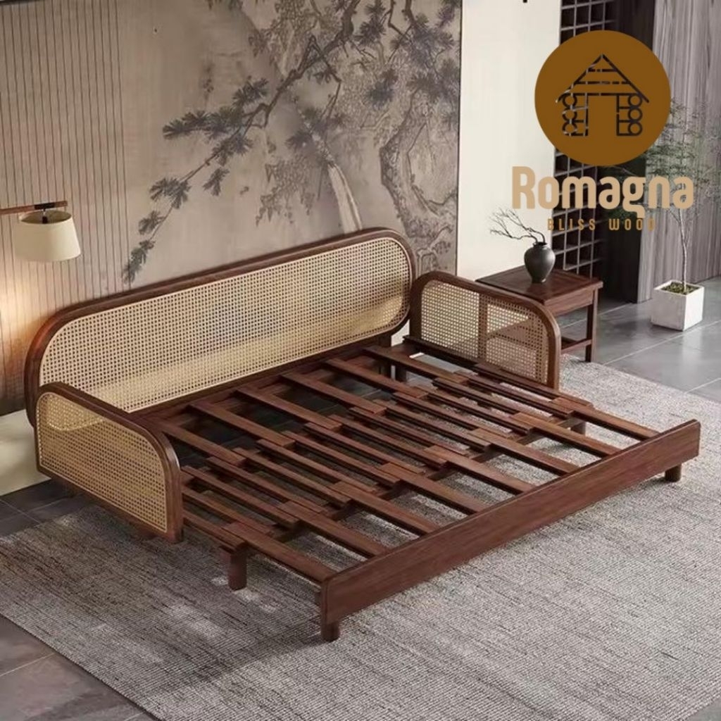 sofa bed rotan sofabed kayu sofabed kayu jati kombinasi rotan