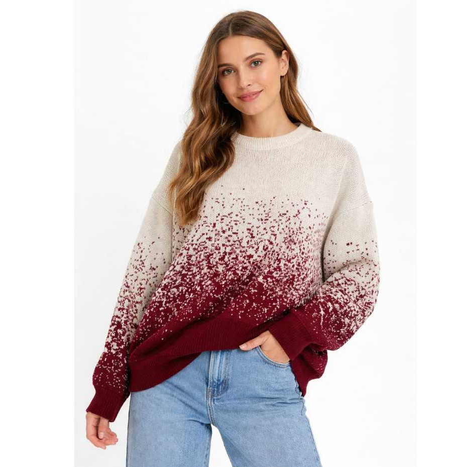 Oversize Gradasi Sweater Motif Rajut Atasan Rajut Wanita Jumbo
