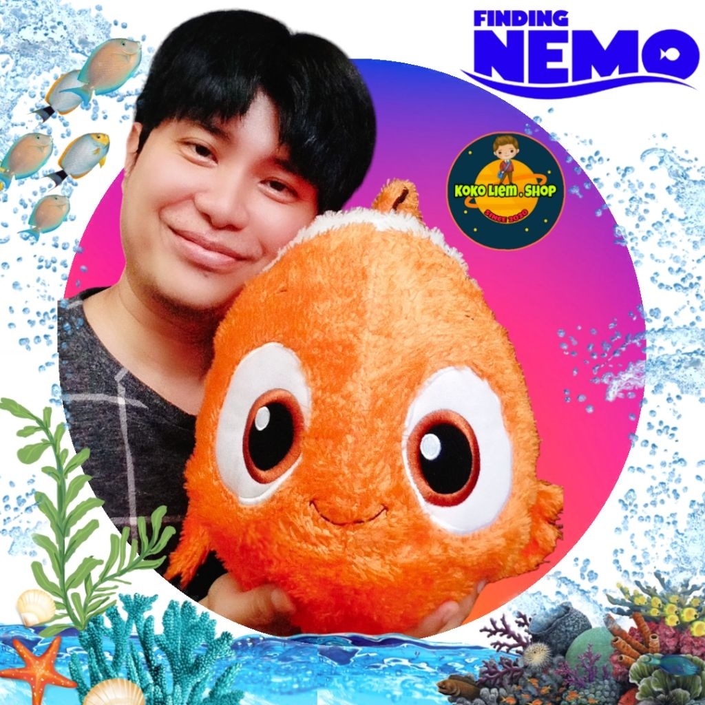 Boneka Figure FINDING NEMO FISH (Jumbo XXL 60cm) Bulu Kilau Halus Lembut (ORIGINAL DISNEY PIXAR) KOL