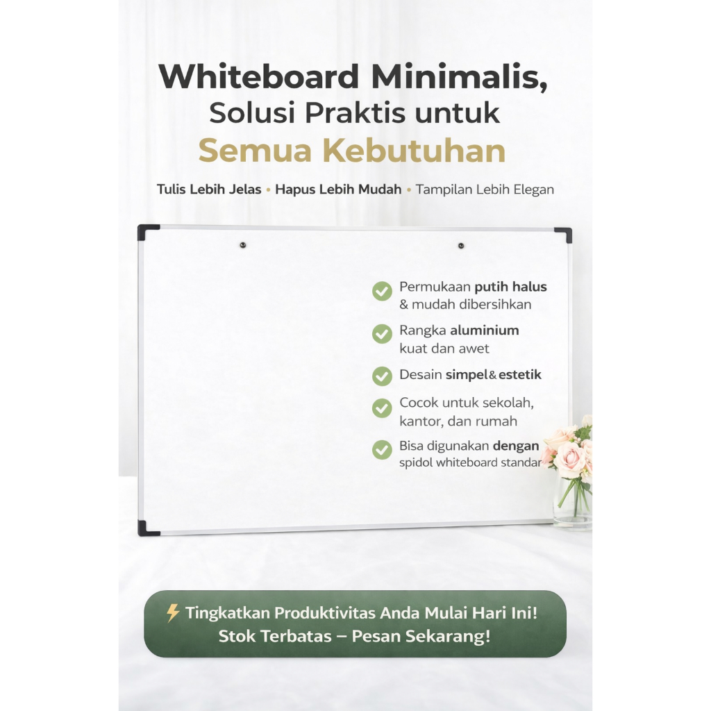 Papan Tulis Whiteboard ukuran 35x50cm
