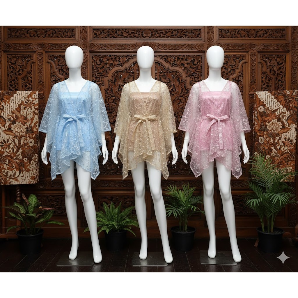 outer cardigan atasan kebaya bridesmaid baju kondangan tille mix brokat MUTIARA PUTIH