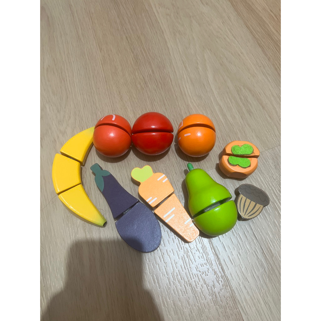 mainan buah potong kayu preloved