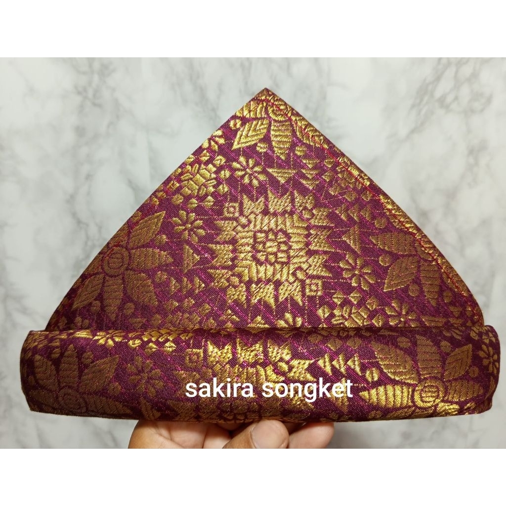 tanjak songket palembang (T burgundy emas)