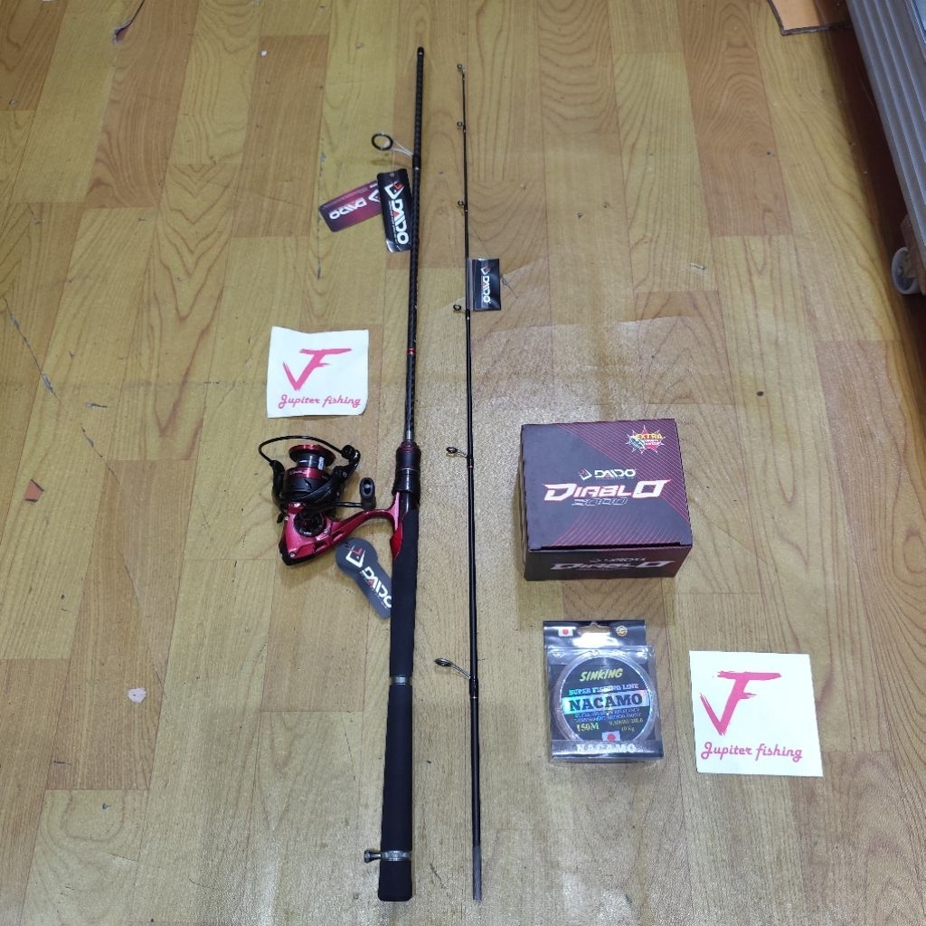 Joran daido satu set daido allure reel daido diablo 3000 power handle