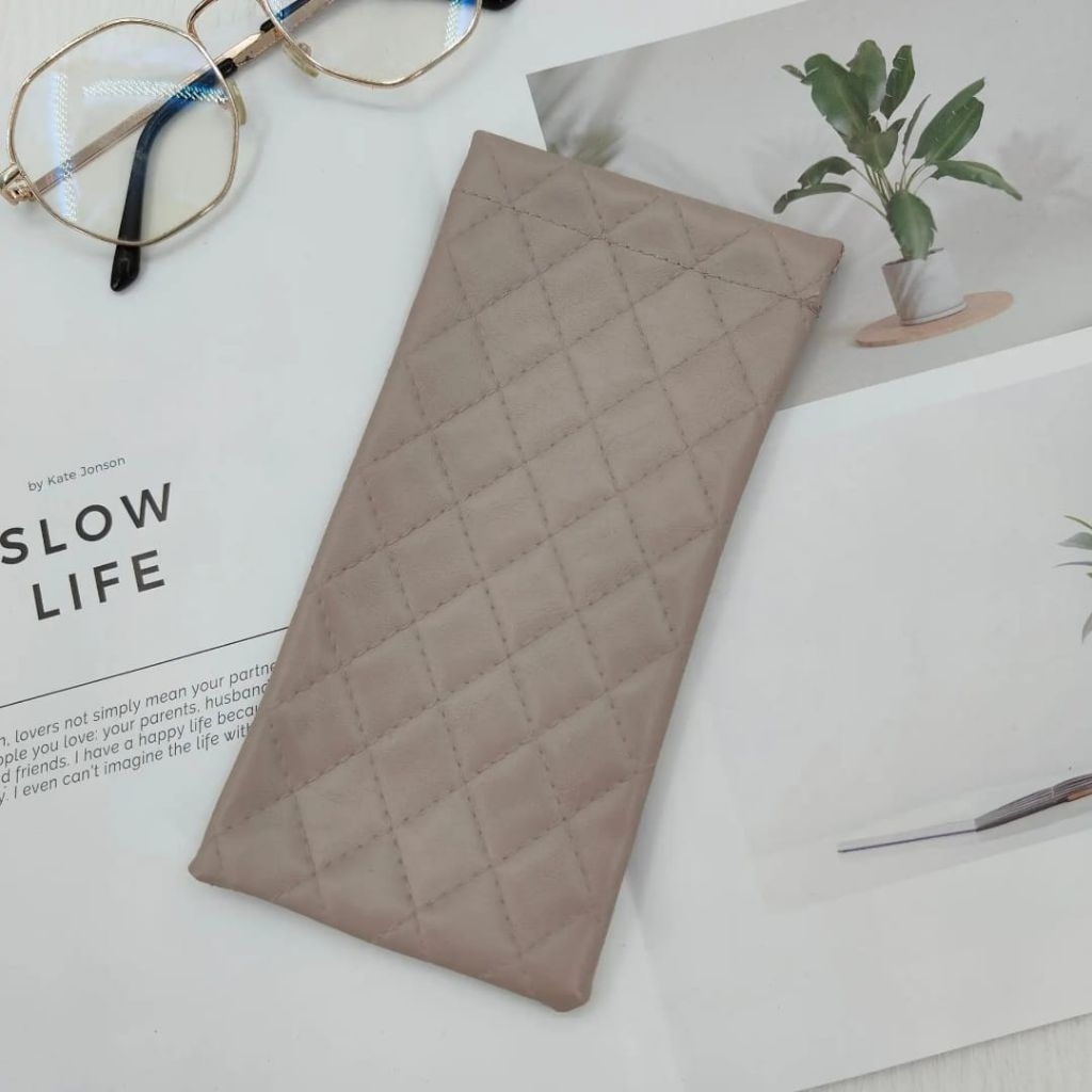 Dompet Bordir Pelindung Kacamata Sarung Kacamata Wanita Pinggang Hitam Glasses