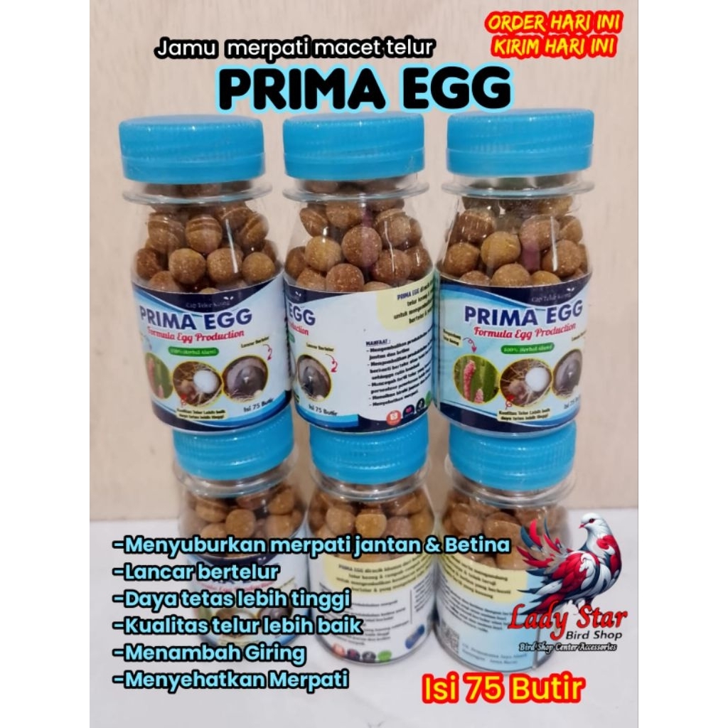 Jamu Macet Telor Prima Egg Telor keong isi 75 butir Obat Lancar Bertelur Vitamin Burung Merpati