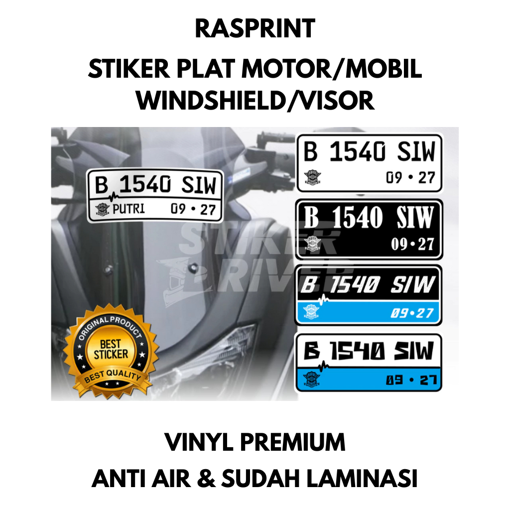 STICKER STIKER PLAT NOMOR WINDSHIELD / VISOR MOTOR / MOBIL BBM / LISTRIK 1 HARI JADI