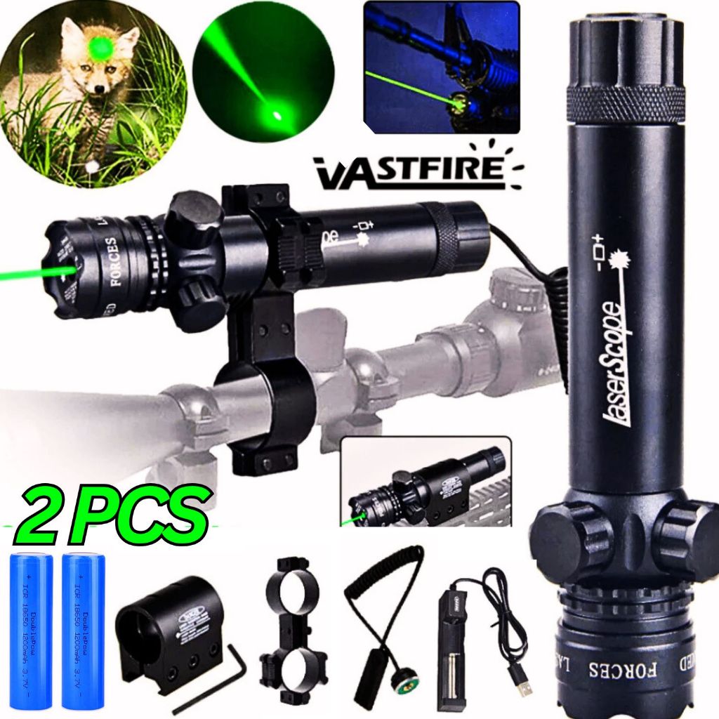 VASTFIRE Laser Tembak Senapan angun Jarak Jauh Siang Malam Warna Hijau 2 Baterai Besar