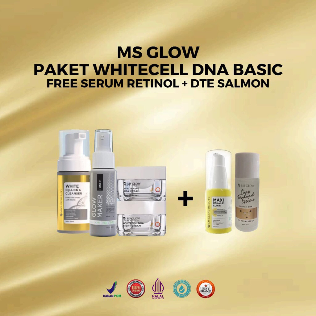 MS GLOW | PAKET WAJAH DNA | FREE SERUM RETINOL + NEW POUCH | UNTUK MENCERAHKAN DAN MENGHILANGKAN NOD