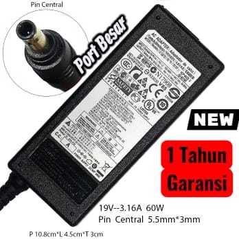 Charger Laptop Samsung NP275E4V Original NP270E4V NP300E4X NP355V4X 19v 3.16A Garansi 1 Tahun