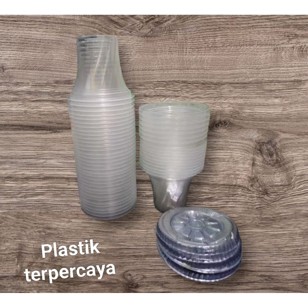 Gelas jasuke ice-cream 120ml+ ttp+sdk Isi 50set Gelas Jasuke Ice Cream Puding Jelly es krim