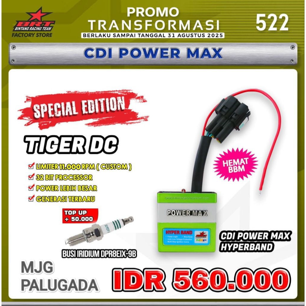 CDI BRT Powermax Hyperband Honda Tiger DC KCJ 11.000rpm LIMITER (BINTANG RACING TEAM BRT)