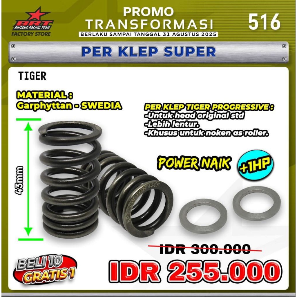 PER KLEP PROGRESIF TIGER - KHUSUS HEAD STANDAR / ORIGINAL TIGER - BINTANG RACING TEAM BRT