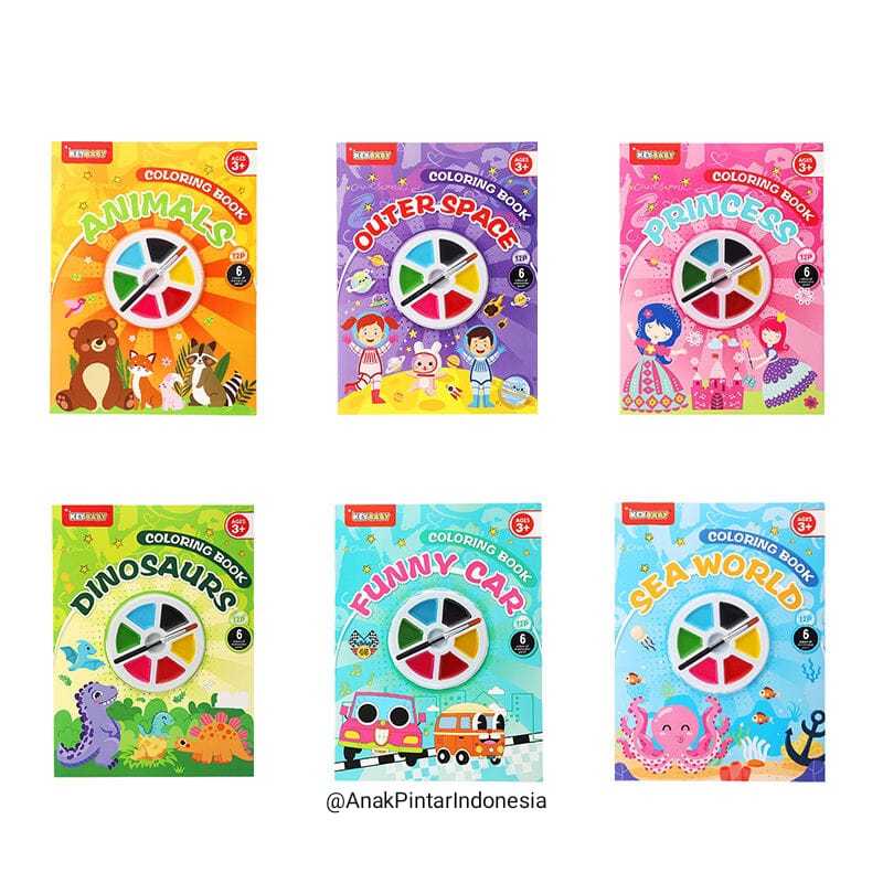 [ KEY BABY ] BUKU MEWARNAI COLORING BOOK WITH WATERCOLOR