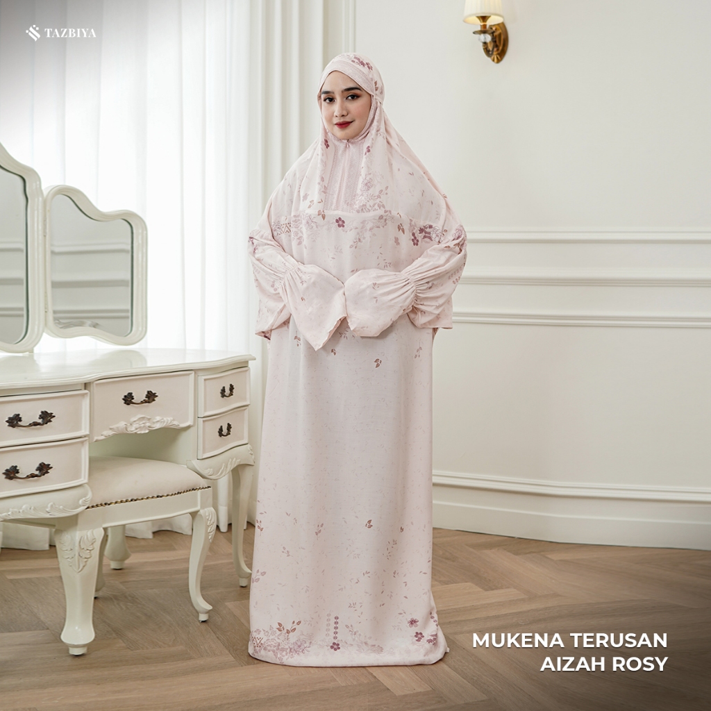 TAZBIYA - MUKENA TERUSAN MOTIF (Mukena Dewasa Terusan Motif Bahan Rayon 2 in 1)