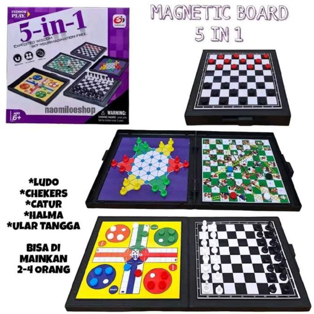 Board Game 4 in 1 5 in 1 18 in 1 Magnetic Board Game Mainan Anak dan Keluarga - Permainan Papan magn