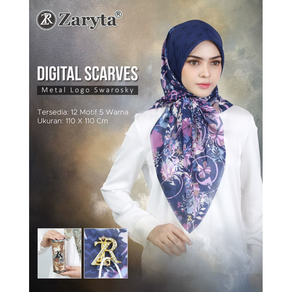 HIJAB SEGIEMPAT MOTIF ZARYTA - HIJAB SEGIEMPAT MOTIF BUNGA ZARYTA