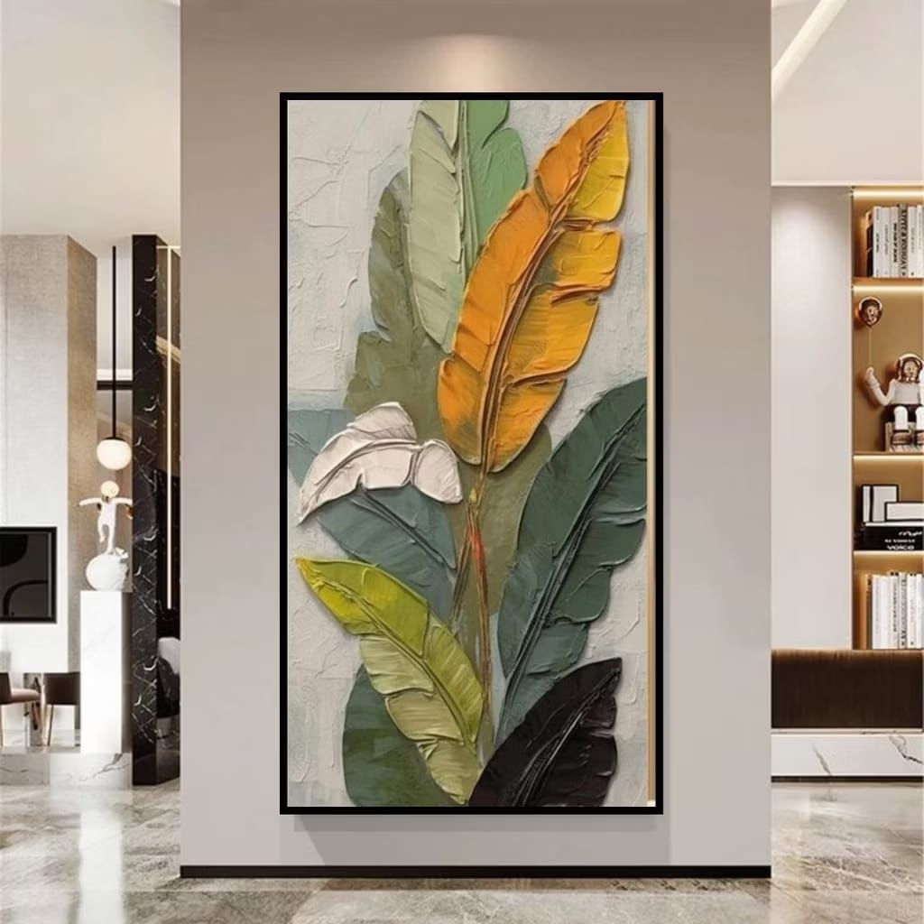 Lukisan Dinding Estetik Daun Pisang Tropical Modern Art