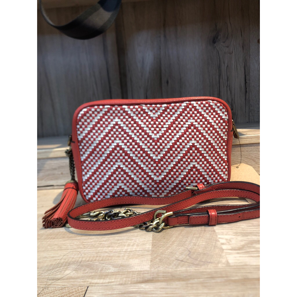 TAS MK GINNY MEDIUM WOVEN CHERON SLING BAG