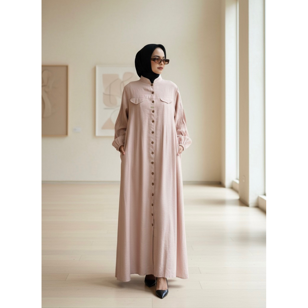 DIDEN GO Gamis Muslim Qiyya Polos Premium Kancing Seribu