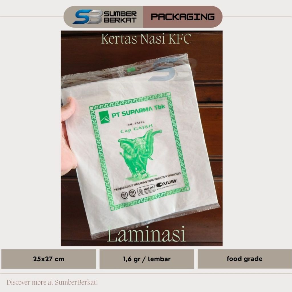 Kertas Nasi KFC cap Gajah Food Grade + Laminasi tebal