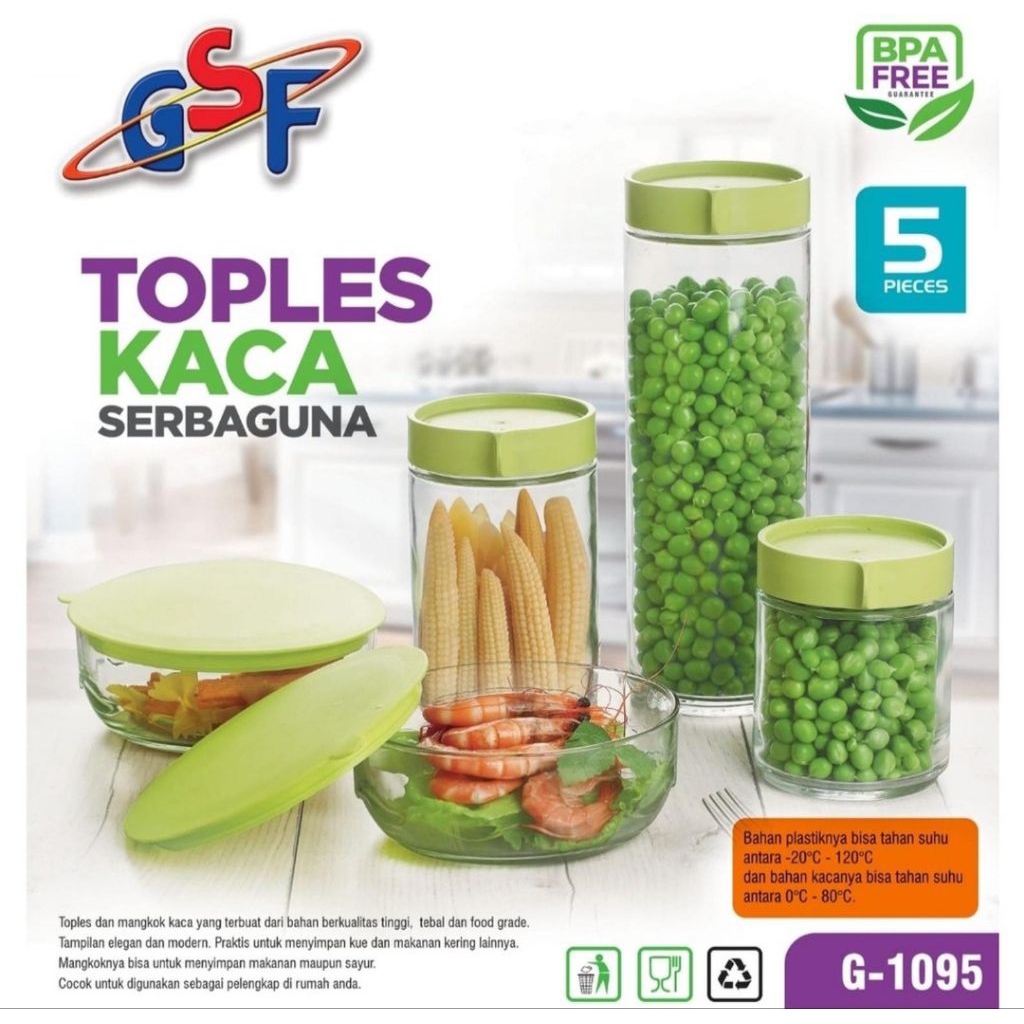 Toples kaca tutup putar marine set 5pcs GSF
