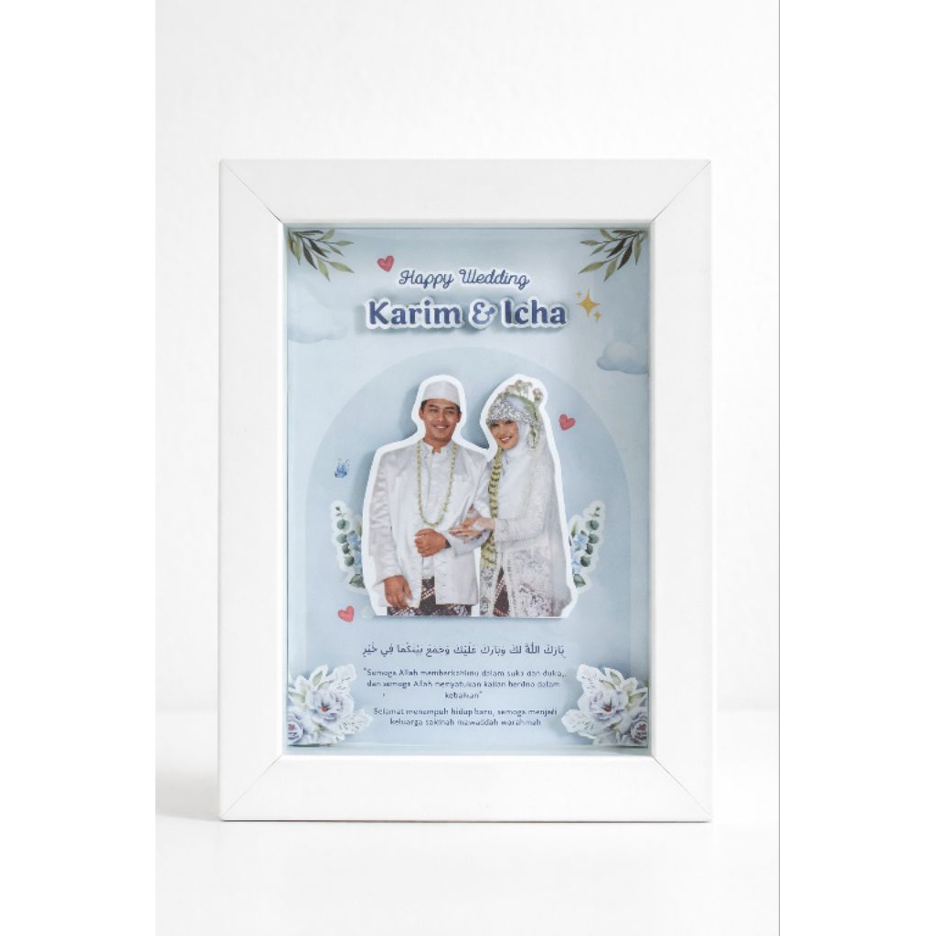 Kado Pernikahan Bingkai Pop Up 3D Frame Wedding Bisa Custom