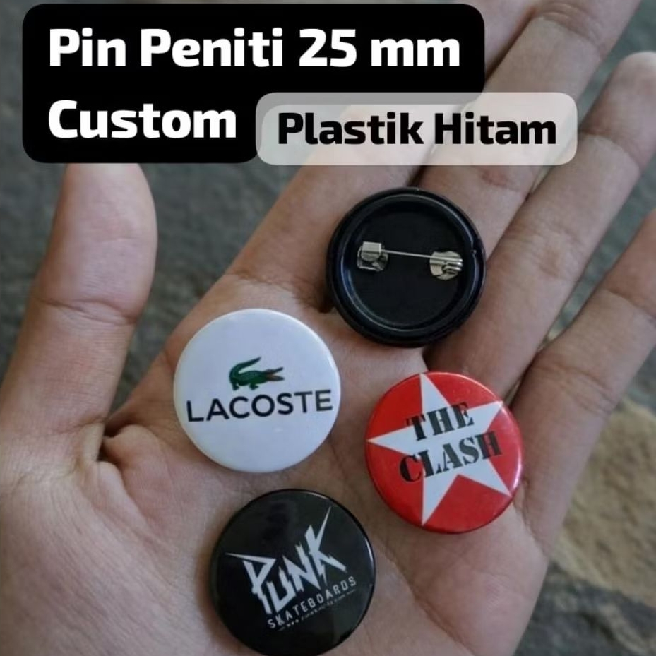 Promo Grosir Pin Hitam 25 mm Custom / Cetak Pin Hitam 25 mm Custom Murah