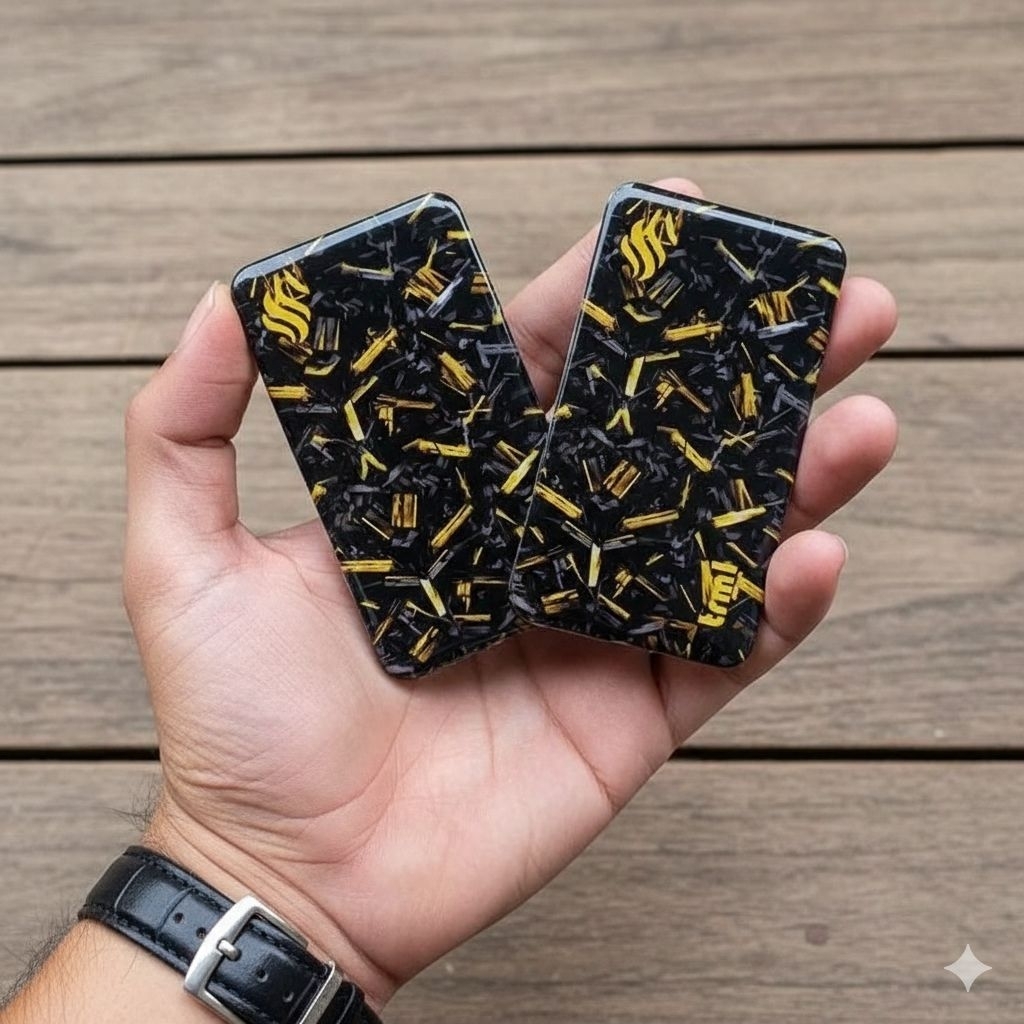 MAW Panel T 200 Acrylic Carbon Custom Logo Kuning Glossy Pin Hijab