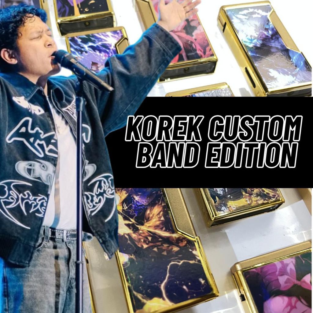 Korek Api Motif Band Custom Anti Angin Bisa Refill