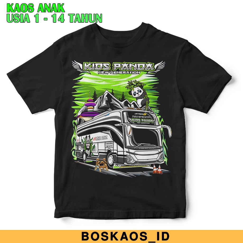 T-SHIRT BOSKAOS_ID "BUS KIDS PANDA" /Kaos Anak / bus mania / telolet / jamda bus / karoseri indonesi