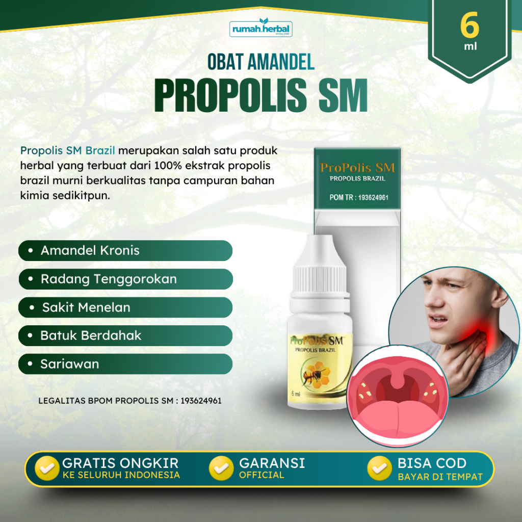 Propolis SM Brazilian -Obat Amandel Bengkak Obat Kelenjar Getah Bening Tiroid Amandel Bengkak Herbal