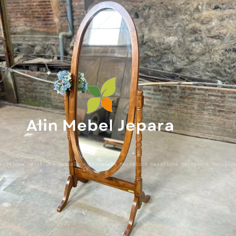 Pigura kaca oval Standing miror full body Pigura kaca Properti studio foto