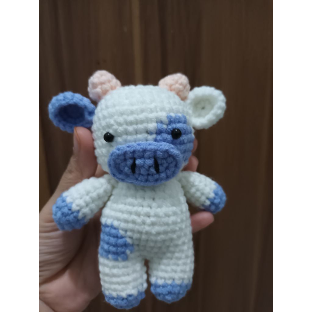 Gantungan Kunci Sapi | Keychan Sapi Rajut | Boneka Rajut Sapi