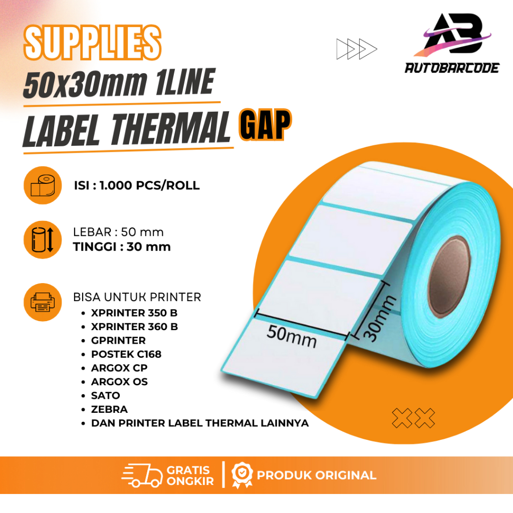Label Thermal 50X30 isi 1000 Sticker Barcode Minuman Makanan Direct 1Line Stiker Langsung Tempel