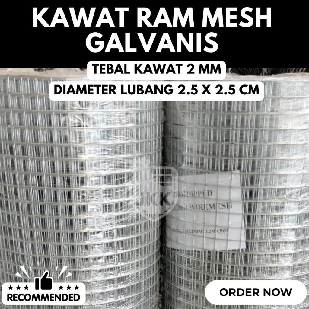 Kawat Ram Mesh Galvanis Roll Tebal Kawat 2mm Lubangan 2,5 x 2,5 cm Panjang 30 meter | Best Seller