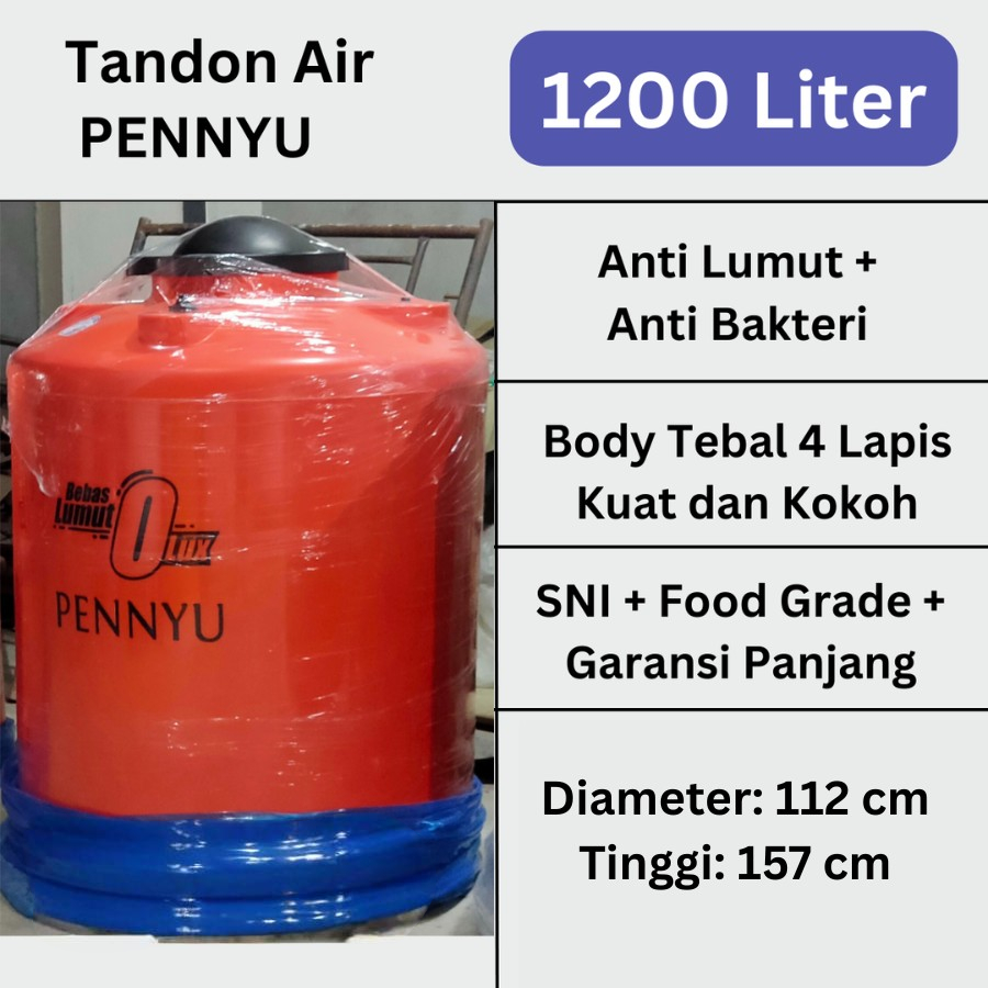 Tandon Tangki Toren air Penyu 1200 Liter Anti Lumut Kuat Lapisan Tebal Berkualitas