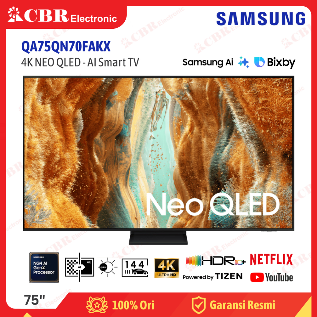 TV SAMSUNG 75 Inch LED QA75QN70FAKX (4K NEO QLED - AI Smart TV)
