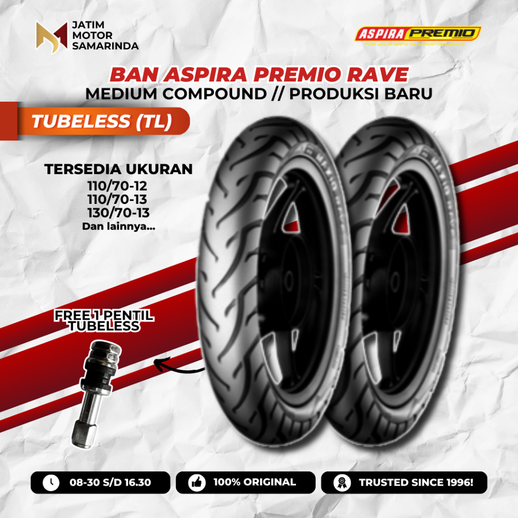 [GRATIS PENTIL] Ban Aspira Premio Rave Matic Medium Compound Premium Ring 12 13 110/70 130/70 Produk