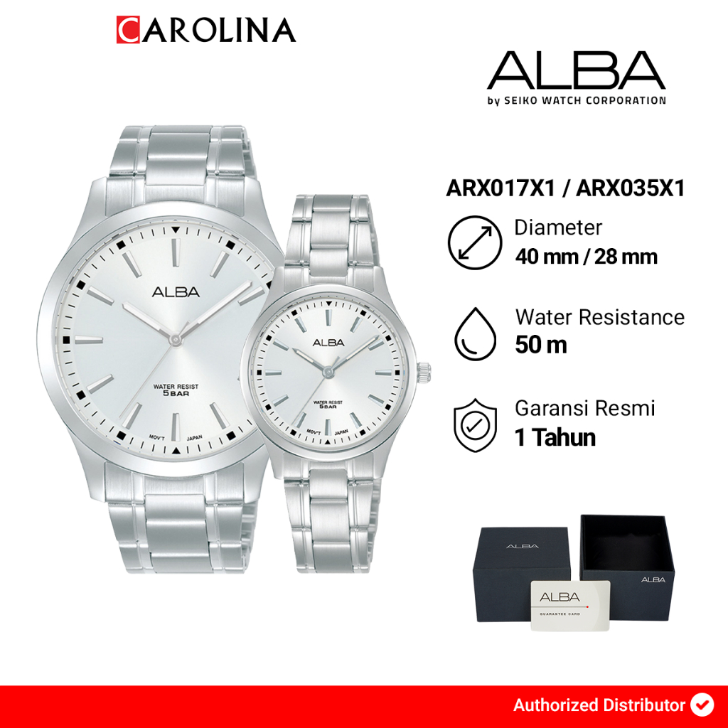 Jam Tangan Couple Alba ARX017X1/ARX035X1 Silver Dial Stainless Steel Strap