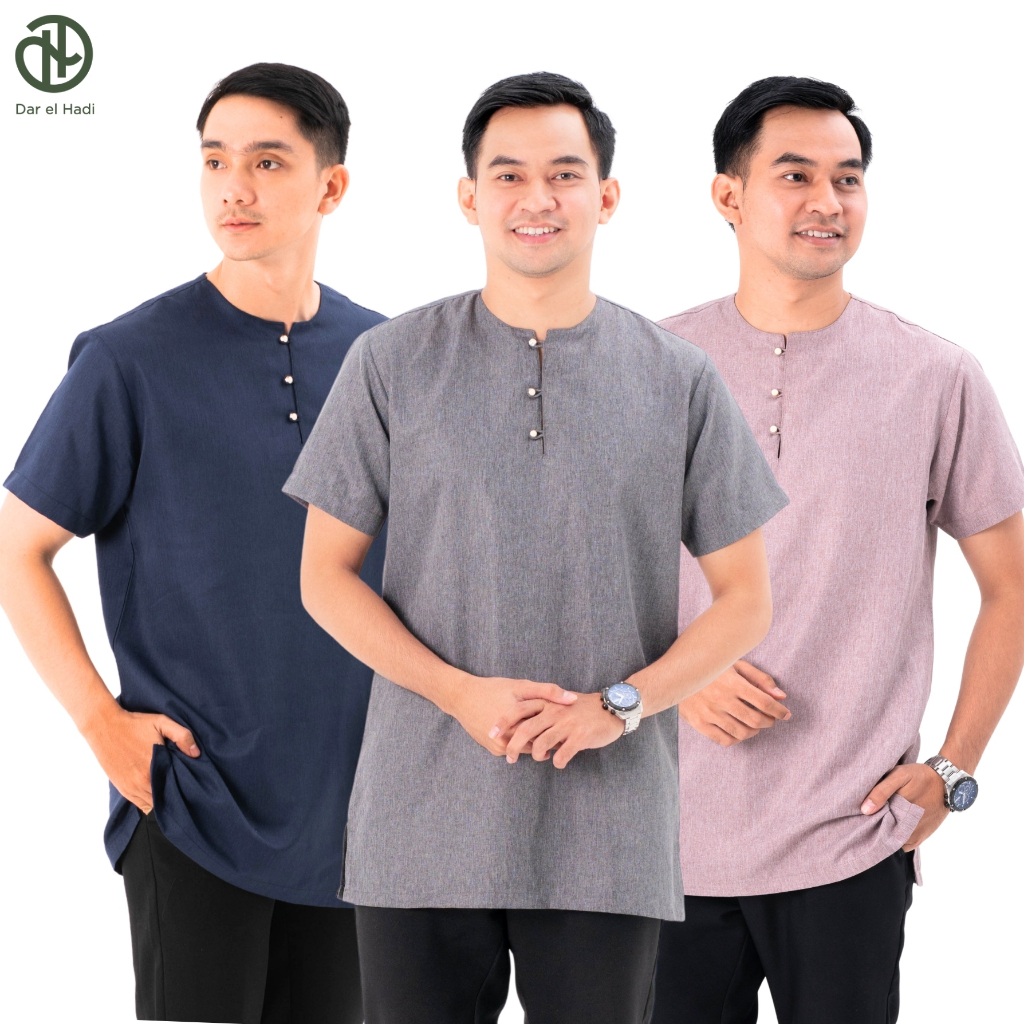 Darelhadi - Kemeja Koko Pria Dewasa Kemko Ulin Lengan Pendek Tanpa Kerah
