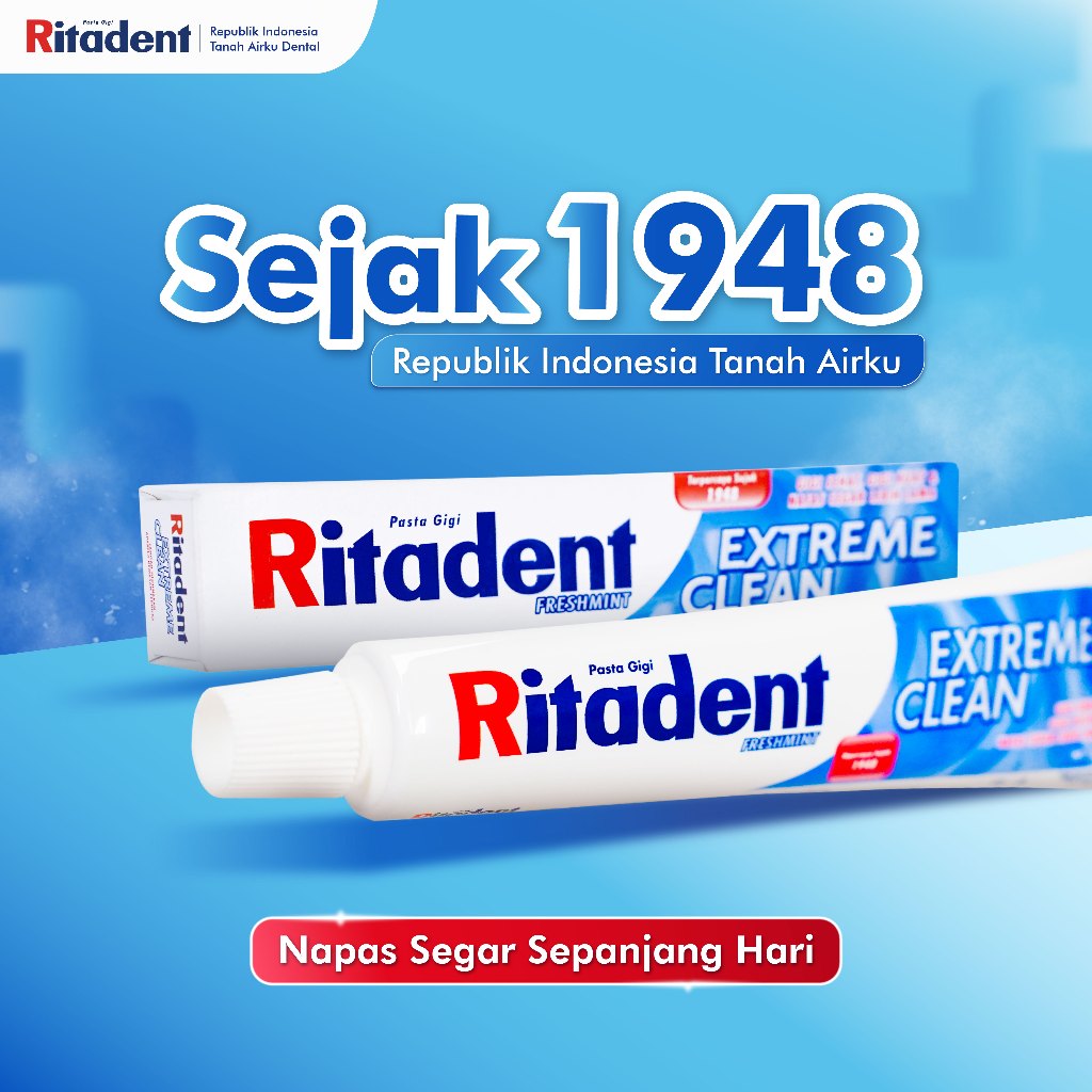 Ritadent Pasta Gigi Extreme Clean 75gr Mint Tahan Lama Tahan Bau Bebas Karang Gigi Pasta Gigi Mint