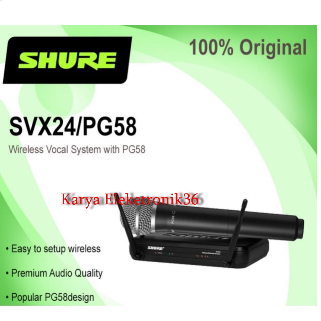 ORIGINAL MIC  WIRELESS  SHURE SVX24/PG58 MIC WIRELESS SHURE ORIGINAL SVX 24 / PG58