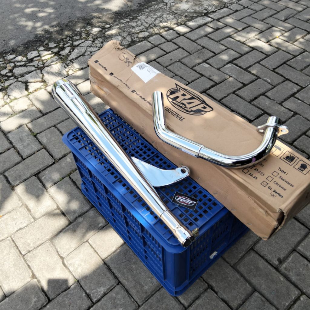 KNALPOT GL100 GL125 RAP MUFFLER FULL CHROME LEHER 3235 35RATA & 3538