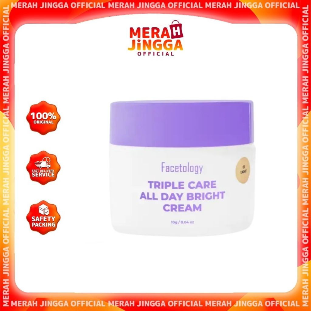 Facetology Triple Care All Day Bright Cream 10gr Day Cream Shades Light Neutral Warm | Merah Jingga 