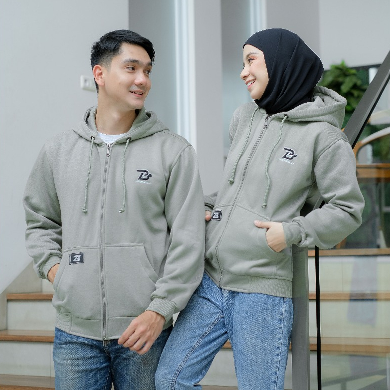 Bozzino - Hoodie Couple Zipper Tebal  Sweater Pria Wanita